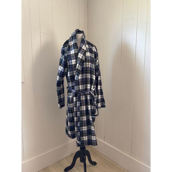 L.L. Bean Other - L.L. Bean Men’s Blue Plaid Flannel Bathrobe, Size M